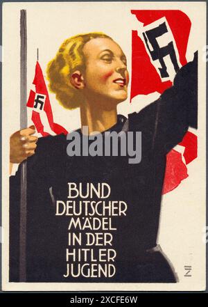 Eine nazi-Propagandakarte für den Bund Deutscher Mädel (BDM), der Mädchenzweig der Hitlerjugend. Stockfoto