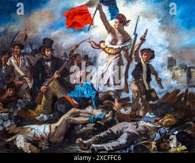 EUGENE DELACROIX (1798–1863) 28. JULI 1830: LIBERTY LEADING THE PEOPLE (1830) THE LOUVRE PARIS FRANCE Stockfoto