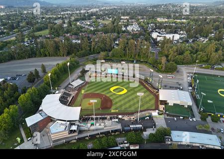 Eine allgemeine Gesamtansicht des PK Field Baseball Stadions auf dem Campus der University of Oregon, Donnerstag, 23. Mai 2024, in Eugene, Erz. Stockfoto