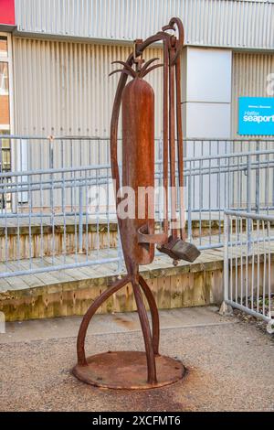 Glocke am Pier 21 im Seehafenviertel in Halifax, Nova Scotia, Kanada Stockfoto