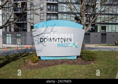 Willkommen im Downtown Halifax Schild in der Nähe der Zitadelle in Nova Scotia, Kanada Stockfoto