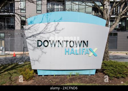 Willkommen im Downtown Halifax Schild in der Nähe der Zitadelle in Nova Scotia, Kanada Stockfoto
