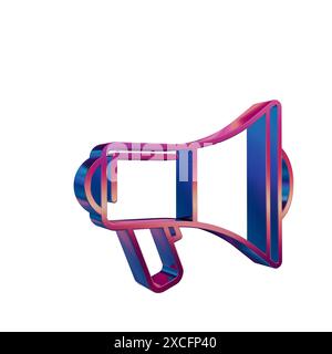 Symbol für 3D Neon Retro – Shout Megaphone Stockfoto