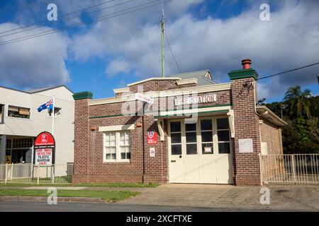 Australische Feuerwache, Feuerwehr- und Rettungsfeuerwehr NSW in der Stadt Bellingen im Norden von New South Wales, Australien Stockfoto