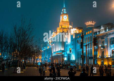 Gebäude und Art-Deco-Architektur entlang des Bund in Shanghai, China Stockfoto