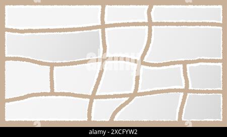 Gezacktes Rechteck, einfache Form. Rechteckige Papierschablone gezackt und rau. Stock Vektor