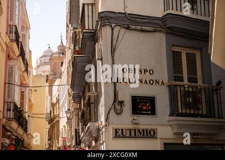 Straßenschild in der Altstadt von Cadiz, Spanien Stockfoto