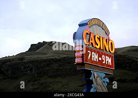 LEWISTON/IDAHO STATE/USA   Navtie american indian Chief Figue auf den lewiston Hills vom indianer Clear Water Casino der indianer indianer im indianerreservat in Nez Perez Country vom 18. Dezember 2012 aus (Foto: Francis Dean / Deanpictures) Stockfoto