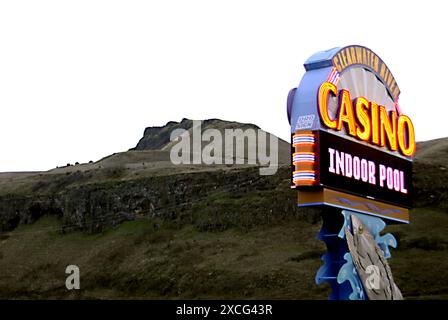 LEWISTON/IDAHO STATE/USA   Navtie american indian Chief Figue auf den lewiston Hills vom indianer Clear Water Casino der indianer indianer im indianerreservat in Nez Perez Country vom 18. Dezember 2012 aus (Foto: Francis Dean / Deanpictures) Stockfoto