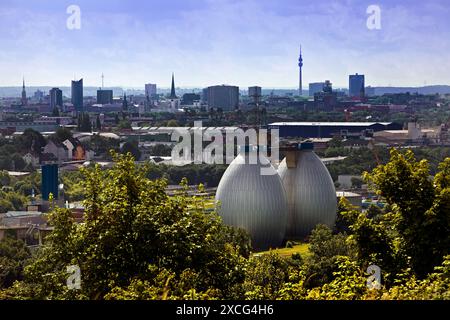 Stadtpanorama von Deusenberg mit Faulwerken und Florianturm, Dortmund, Ruhrgebiet, Nordrhein-Westfalen, Deutschland Stockfoto