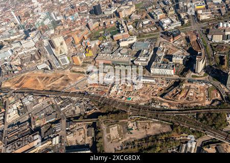 Luftbild der HS2 Curzon Street Entwicklung Birmingham aus 2000 Fuß Stockfoto
