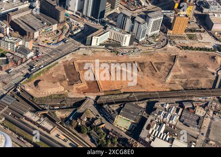 Luftbild der HS2 Curzon Street Entwicklung Birmingham aus 2000 Fuß Stockfoto