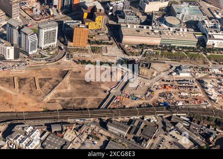 Luftbild der HS2 Curzon Street Entwicklung Birmingham aus 2000 Fuß Stockfoto