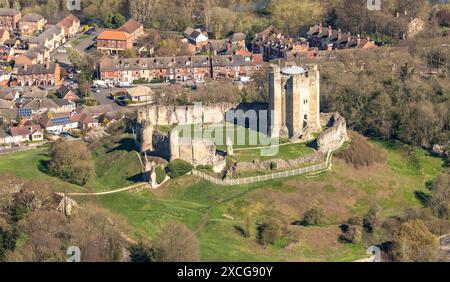 Luftbild von Conisburgh Castle aus 1500 Fuß Stockfoto