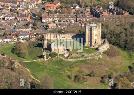 Luftbild von Conisburgh Castle aus 1500 Fuß Stockfoto