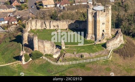 Luftbild von Conisburgh Castle aus 1500 Fuß Stockfoto