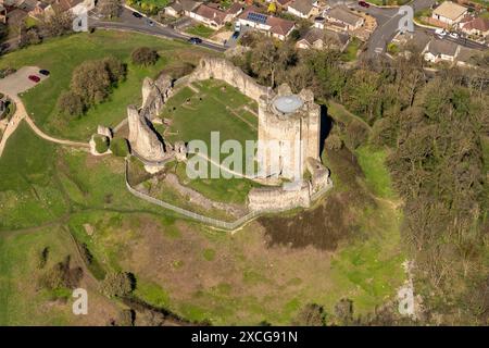 Luftbild von Conisburgh Castle aus 1500 Fuß Stockfoto