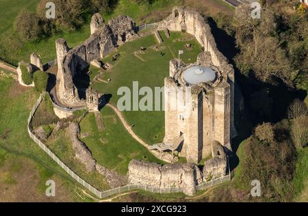 Luftbild von Conisburgh Castle aus 1500 Fuß Stockfoto