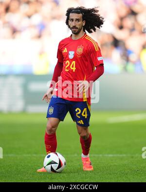 Berlin, Deutschland. Juni 2024. Marc Cucurella (Spanien) spielte während des Spiels der UEFA Euro 2024 zwischen Spanien und Kroatien, Gruppe B, am 15. Juni 2024 im Olympiastadion in Berlin. (Foto: Bagu Blanco/PRESSINPHOTO) Credit: PRESSINPHOTO SPORTS AGENCY/Alamy Live News Stockfoto