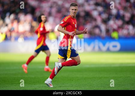 Berlin, Deutschland. Juni 2024. Dani Olmo (Spanien) spielte während des Spiels zur UEFA Euro 2024 zwischen Spanien und Kroatien, Gruppe B Datum 1, am 15. Juni 2024 im Olympiastadion in Berlin. (Foto: Bagu Blanco/PRESSINPHOTO) Credit: PRESSINPHOTO SPORTS AGENCY/Alamy Live News Stockfoto