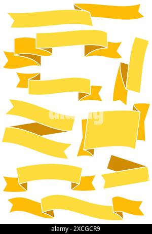 Set aus gelben Bändern und Bannern für Webdesign. Großartiges Designelement isoliert auf weißem Hintergrund. Vektorabbildung. Stock Vektor