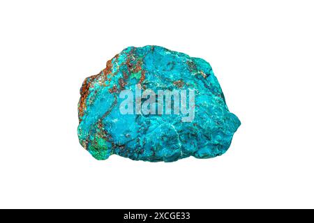 Chrysocolla mit malachitfarbenem Edelstein auf weißem Hintergrund Stockfoto