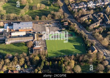 Luftbild der Manchester High School for Girls, aufgenommen aus 1500 Fuß Stockfoto