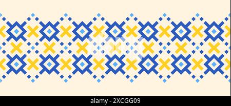 Wiederholendes nahtloses Randmuster, ukrainisches ethnisches traditionelles Design, Vektorillustration, flacher Stil Stock Vektor