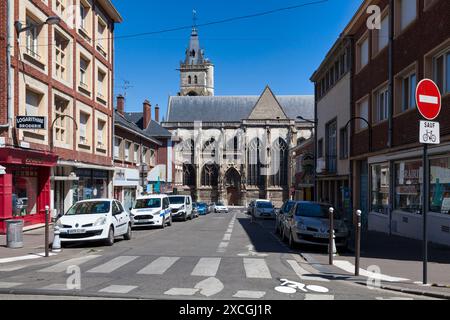 Amiens, Frankreich - 29. Mai 2020: Die Kirche Saint-Germain-l'Ecossais ist eine extravagante gotische katholische Kirche im Stadtzentrum. Es ist der Punkt Stockfoto