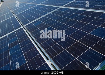 Nahaufnahme eines Solar-Photovoltaik-Panels Stockfoto