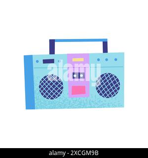 Stereo aus den 90er Jahren. Helles mehrfarbiges, handgezeichnetes Objekt. Vektorillustration in trendigem flachen Stil Stock Vektor