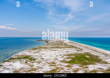 Der Strand in Pensacola, Florida, aus der Vogelperspektive Stockfoto