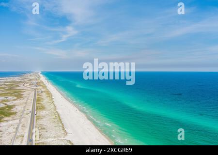 Der Strand in Pensacola, Florida, aus der Vogelperspektive Stockfoto