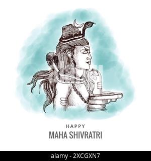 Handzeichnung hindu Lord shiva Zeichnung für indischen Gott maha Shivratri Festival Hintergrund Stock Vektor