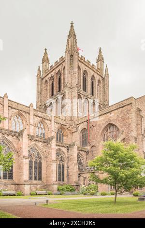 Die Hereford Cathedral ist die Kathedrale der anglikanischen Diözese Hereford in Hereford, England. Stockfoto