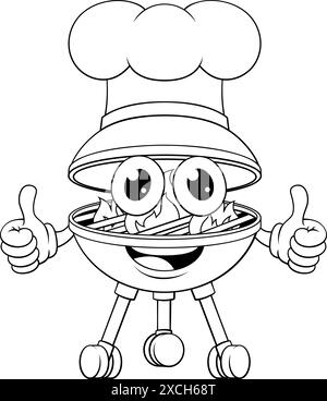 Barbecue Chef Cartoon Mascot Holzkohle Barbecue Person Stock Vektor