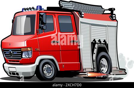 Vektor Cartoon Feuerwehrauto. Verfügbares EPS-10-Vektorformat, das durch Gruppen und Ebenen getrennt ist, für eine einfache Bearbeitung Stock Vektor