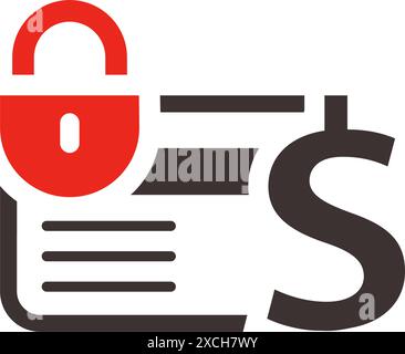 Symbol für Kreditkartenschloss, in Farbe gefertigt. Stock Vektor