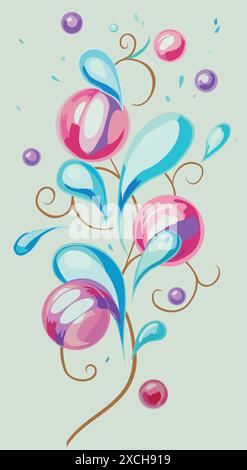 Abstraktionskugeln und -Tropfen mit einem Muster Stock Vektor