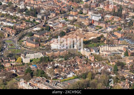 Luftbild der Bauarbeiten der Nottingham Bluecoat Trent Academy aus 1500 Fuß, die Ausgrabungen zeigen Stockfoto