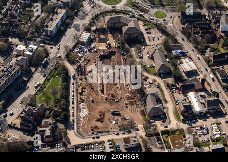 Luftbild der Bauarbeiten der Nottingham Bluecoat Trent Academy aus 1500 Fuß, die Ausgrabungen zeigen Stockfoto