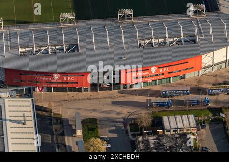 Luftbild des St. Helens Rugby Totally Wicked Stadions aus 1500 Metern Entfernung Stockfoto