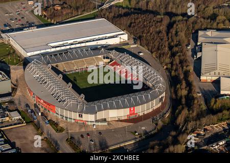 Luftbild des St. Helens Rugby Totally Wicked Stadions aus 1500 Metern Entfernung Stockfoto