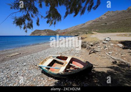 Eristos Strand, Tilos, Dodecanese Inseln, südliche Ägäis, Griechenland. Stockfoto