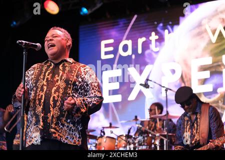 DeVere Duckett of the Earth, Wind and Fire, das beim Cambridge Club Festival in Großbritannien auftritt. Juni 2024 Stockfoto