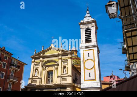 Eglise Sainte Rita / Eglise de l'Annonciation in der Rue de la Poissonnerie in der Altstadt von Nizza, französische Riviera, Côte d'Azur, Provence, Frankreich Stockfoto