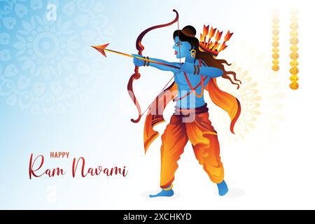 Lord rama shree ram Navami Festival wünscht Karte Illustration Hintergrund Stock Vektor