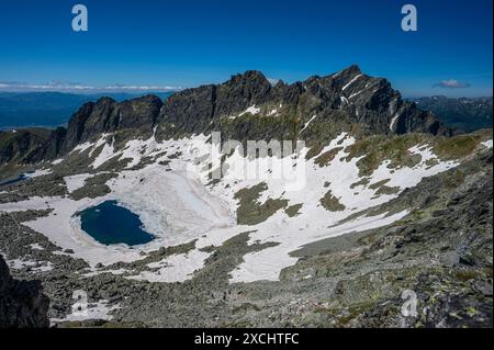 Blick auf die Tatra vom Bystra Lavka Bergpass. Tatra Nationalpark, Slowakei. Stockfoto