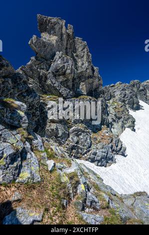 Blick auf die Tatra vom Bystra Lavka Bergpass. Tatra Nationalpark, Slowakei. Stockfoto