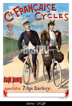 Cie. Francaise des Cycles, Paris, um 1890er Jahre - Poster mit Vintage-Bike-Werbung Stockfoto